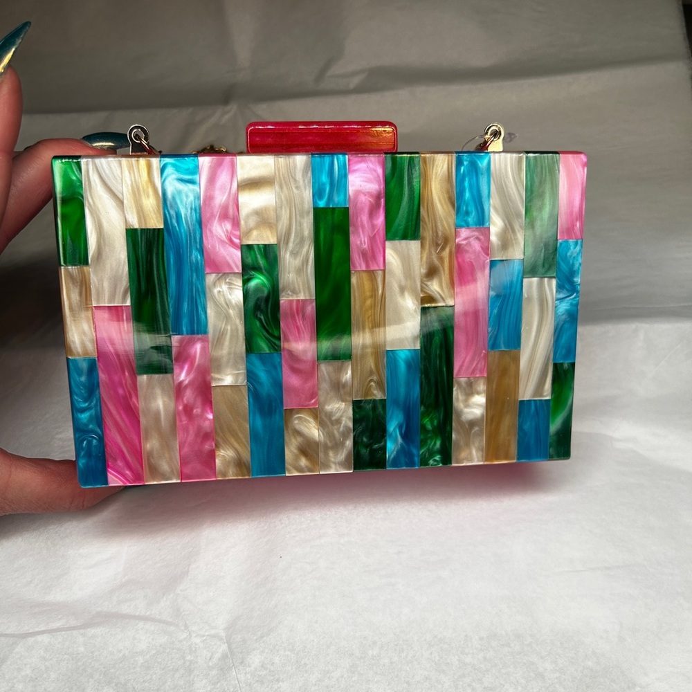 Jessica McClintock, rainbow clutch. NWT